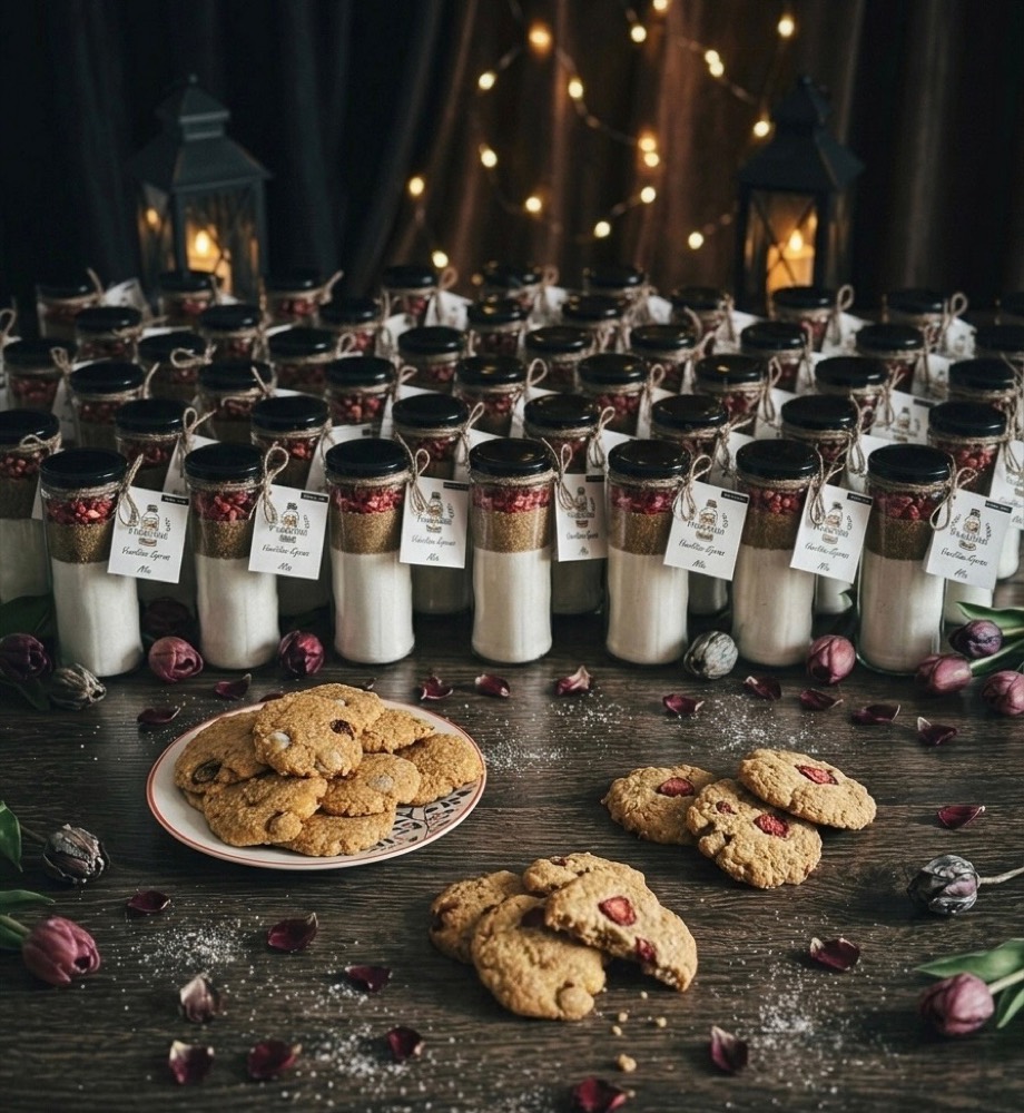 PalackSüti palackok cookie-kkal gyertyafényben
